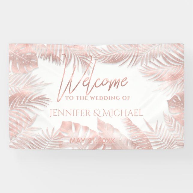 Lona Elegante Relieve metalizado dorado rosa tropical h (Horizontal)