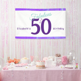 Lona Elegante Resumen Verde azulado púrpura 50 cumpleañ