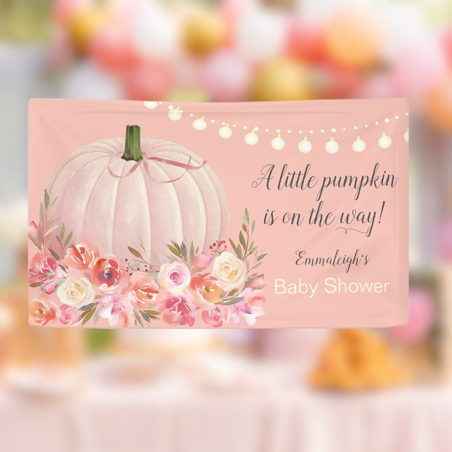 Lona Elegante Rosa de la Baby Shower de calabaza de oro (Subido por el creador)
