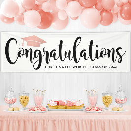 Lona Elegante Rosa Dorado Felicitaciones Graduado