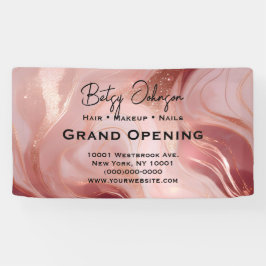 Lona Elegante Rosa Gold y Purpurina Rótulo de negocios