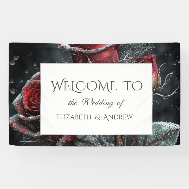 Lona Elegante Roses Rojos Negro (Horizontal)