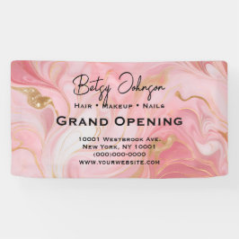 Lona Elegante Rótulo de negocios de oro blanco rosado