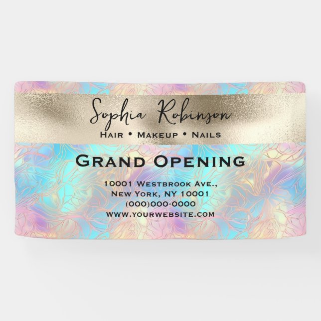 Lona Elegante Rótulo de negocios de Relieve metalizado  (Horizontal)