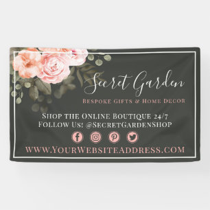 Lona Elegante Rubor Rosas de flores rosadas Boutique mo