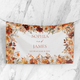 Lona Elegante Rústico Otoño Floral Boda