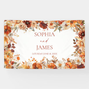 Lona Elegante Rústico Otoño Floral Boda
