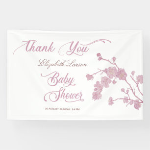 Lona Elegante Sakura cerezos florece Baby Shower White