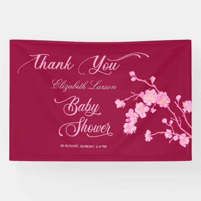 Lona Elegante Sakura Cherry Blossoms Baby Shower (Horizontal)