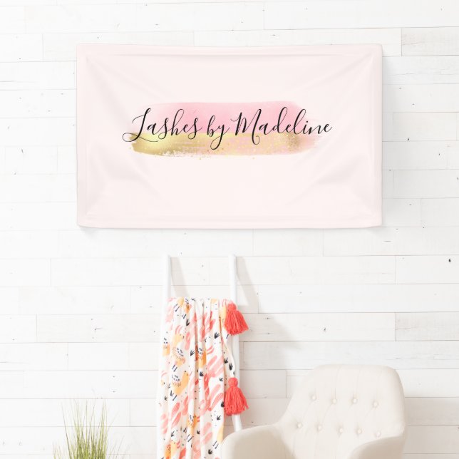 Lona Elegante Salón De Belleza De Belleza De Oro Rosado (In situ)