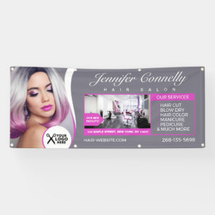 Lona Elegante Salón de Belleza de Cabello Rosa, Salón d
