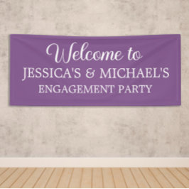 Lona Elegante Script Purple Engagement Party