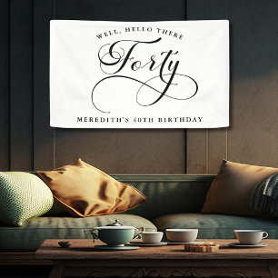 Lona Elegante Swirly Calligraphy 40 Fiesta de cumpleaño