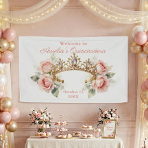 Elegante Tiara de Rosa Dorada y Tono Rosa para Qui