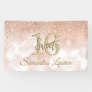 Lona Elegante tipografía Banner Rubor color oro rosa d