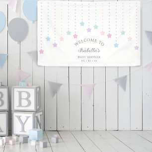 Lona Elegante Twinkle Little Stars Bienvenidos a Baby S