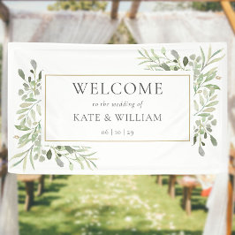 Lona Elegante Vegetación Follaje Boda Bienvenida