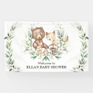 Lona Elegante vegetación Woodland Animales Bebés Bienve