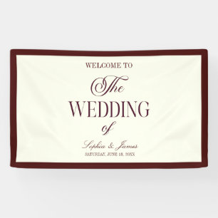Lona Elegante Vintage Marfil Burgundy Oscuro Boda