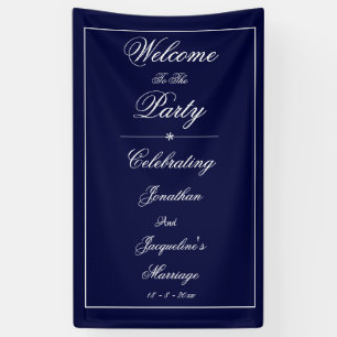 Lona Elegante Wedding Custom Names Navy Blue Welcome