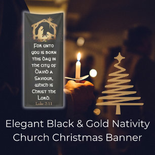 Lona Elegantes Navidades de la Iglesia de Natividad Neg