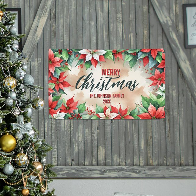 Lona Elegantes Navidades de noinsettia blanca y roja (Subido por el creador)