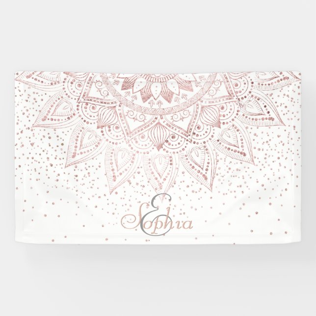 Lona Elegantes puntos de oro Rosa Mandala (Horizontal)