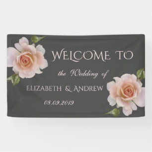 Lona Elegantes Rosas Chic Banner de Boda