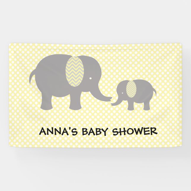 Lona Elephant Baby Shower - Yellow and Gray (Horizontal)
