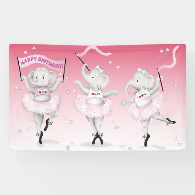 Lona Elephant Ballerina Dance Birthday (Horizontal)