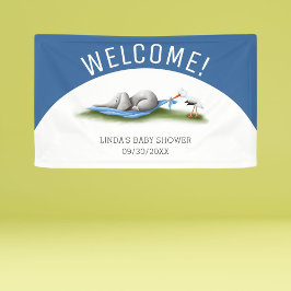 Lona Elephant Boy Baby Shower Blue Welcome