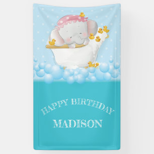 Lona Elephant Happy Birthday Personalizado