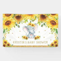 Elephant Sunflower Baby Shower Birday Backup