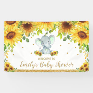 Lona Elephant Sunflower Neutral Baby Shower Fondo