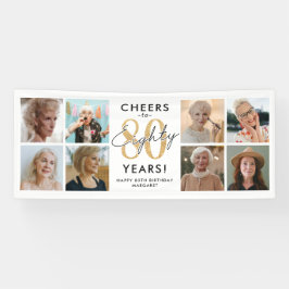 Lona Elogios a 80 Años Banner de Cumpleaños con Foto Do