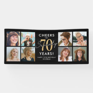 Lona Elogios a los 70 años Banner de Cumpleaños con Fot