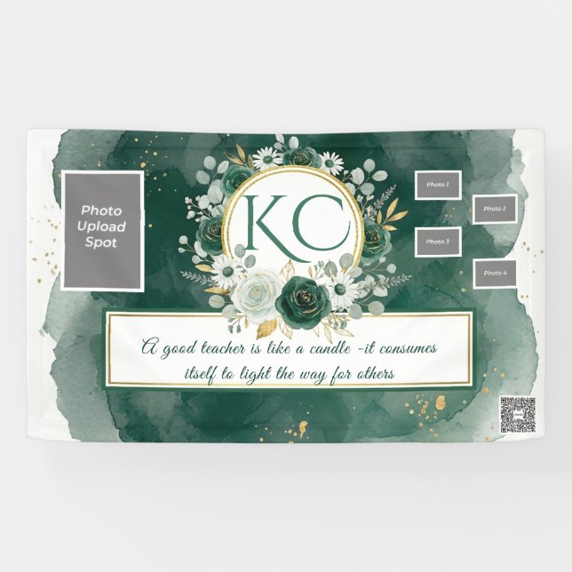 Lona Emerald Gold Teacher Appreciation Photo Banner (Horizontal)