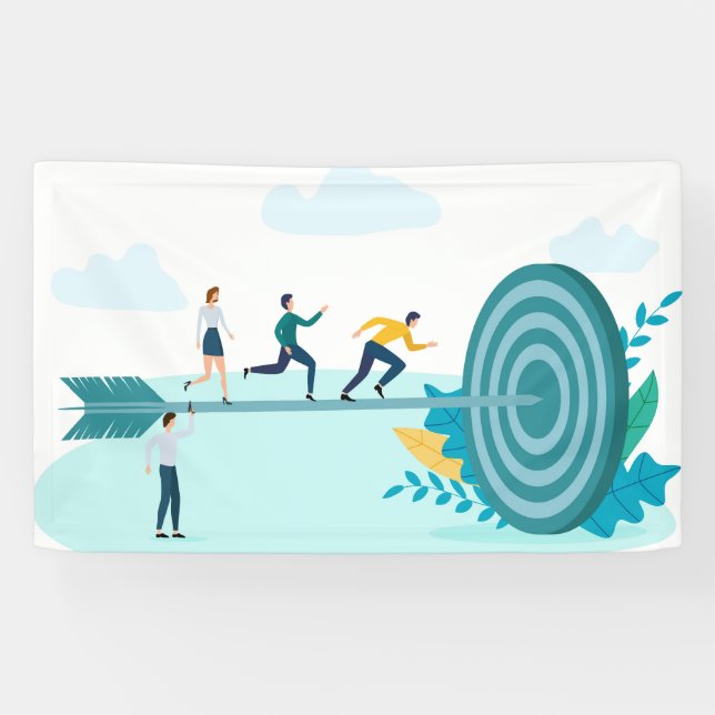 Lona Empresarios corriendo hacia el objetivo (Horizontal)