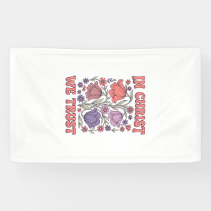 Lona En Cristo Confiamos Diseño Floral Cristiano Vector