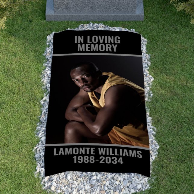Lona En la funda de la cubierta de la fosa del Personal (In Loving Memory Custom Photo Grave Cover Blanket Banner
)