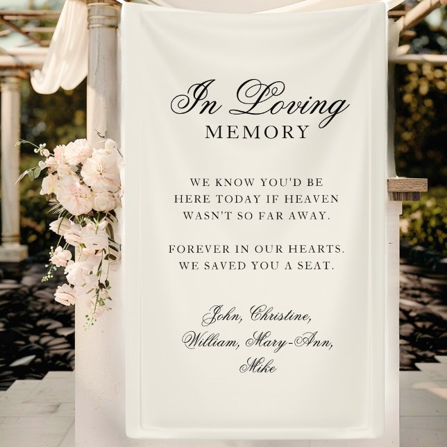 Lona "En Memoria Amorosa" Clásico Memorial de Boda Beig ("In Loving Memory" Classic Wedding Memorial Beige Banner)