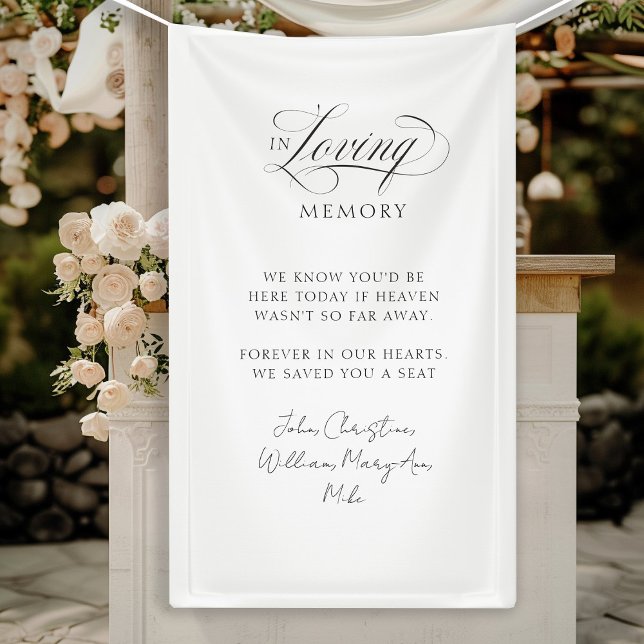 Lona "En memoria amorosa" Moderna, caligráfica, Boda (Customer specific, modern, calligraphy, wedding, memorial, script font, white, banner. )