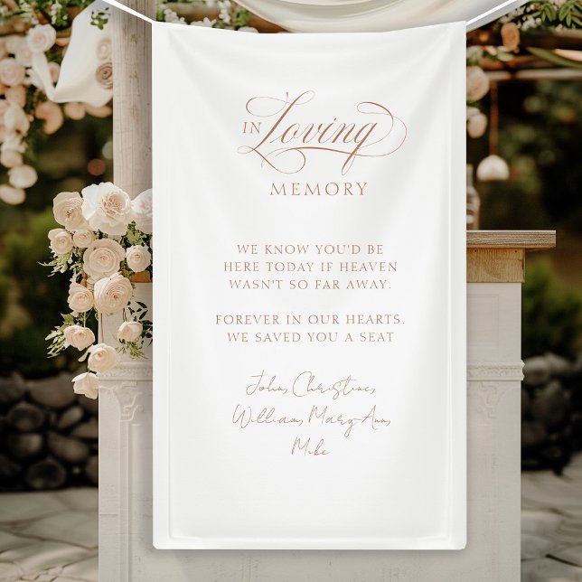 Lona "En memoria amorosa" Moderna, caligráfica, Boda (Customer specific, modern, calligraphy, wedding, memorial, script font, white, banner. )
