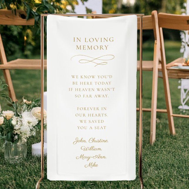 Lona "En memoria amorosa" Moderna, caligráfica, Boda (Personalized " IN LOVING MEMORY" wedding banner with your text.)