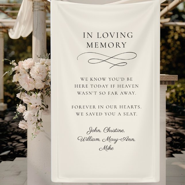 Lona "En memoria amorosa" Moderna, caligráfica, Boda (Personalized Banner "WE KNOW YOU'D BE HERE TODAY IF HEAVEN WASN'T SO FAR AWAY. )