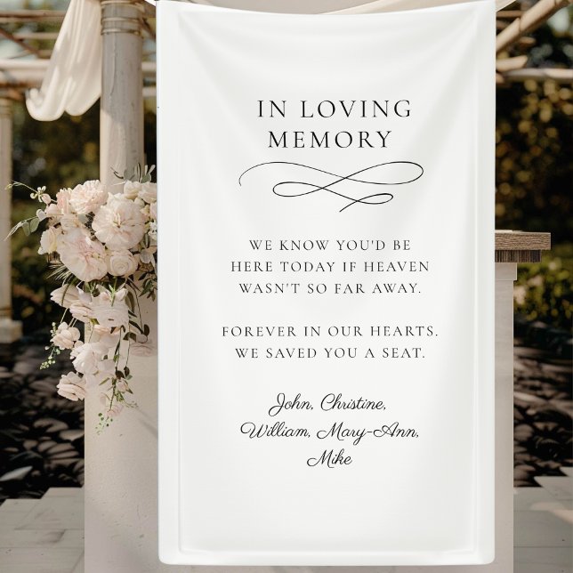 Lona "En memoria amorosa" Moderna, caligráfica, Boda (Personalized Banner "WE KNOW YOU'D BE HERE TODAY IF HEAVEN WASN'T SO FAR AWAY. )