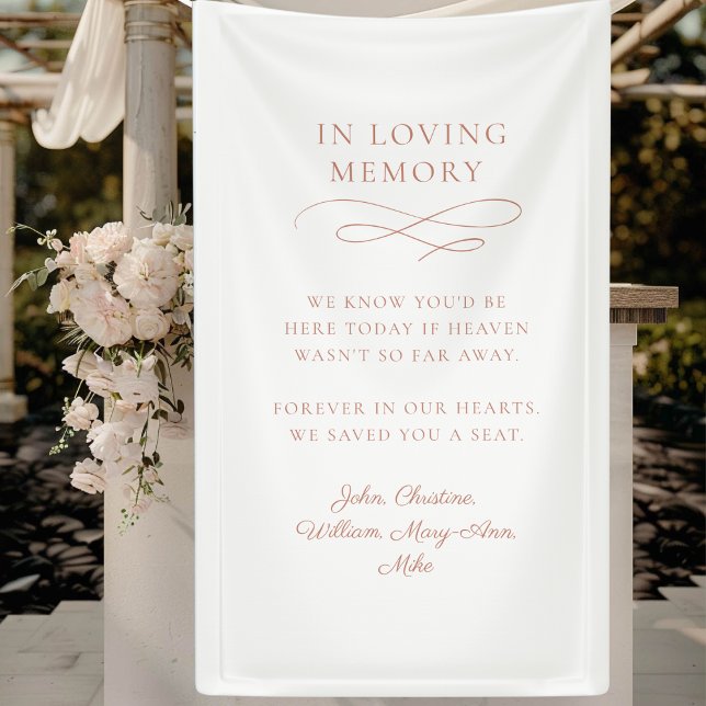 Lona "En memoria amorosa" Moderna, caligráfica, Boda (Personalized Banner "WE KNOW YOU'D BE HERE TODAY IF HEAVEN WASN'T SO FAR AWAY. )