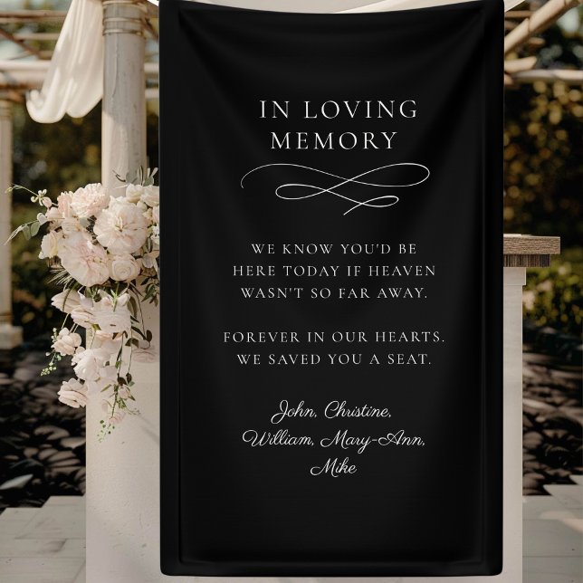 Lona "En memoria amorosa" Moderna, caligráfica, Boda (Personalized Banner "WE KNOW YOU'D BE HERE TODAY IF HEAVEN WASN'T SO FAR AWAY. )