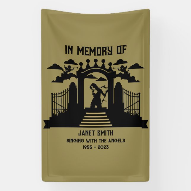 Lona En memoria: funeral de cantante (Vertical)