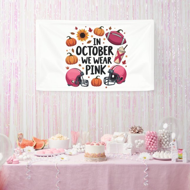 Lona En octubre usamos fútbol de cáncer de mama rosado (Fiesta)